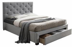 KONDELA Moderní postel s úložným prostorem, šedá látka, 160x200, SantoIa