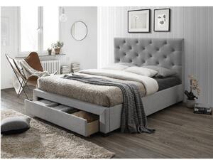 KONDELA Moderní postel s úložným prostorem, šedá látka, 160x200, SantoIa