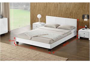 Manželská postel 160x200 cm s lamelovým roštem bílá ekokůže TK3018