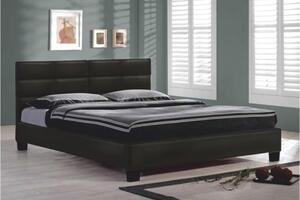 Manželská postel s roštem, 160x200, černá ekokůže, MIKEL 0000071440 Tempo Kondela