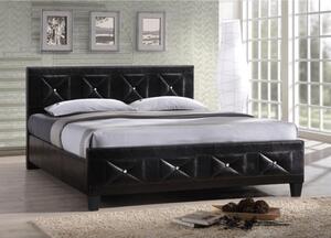TEMPO Manželská postel, s roštem, ekokůže černá, 180x200, CARISA