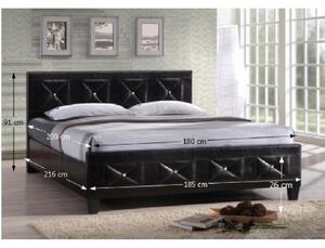 TEMPO Manželská postel, s roštem, ekokůže černá, 180x200, CARISA