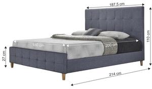 Manželská postel BALDER 180 x 200 cm šedá