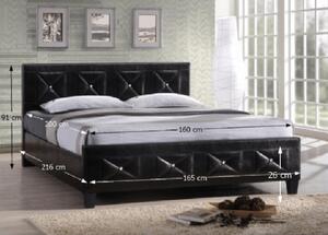 Tempo Kondela Manželská postel, s roštem, ekokůže černá, 160x200, CARISA