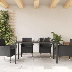 Zahradní stůl se skleněnou deskou černý 150x90x75 cm polyratan