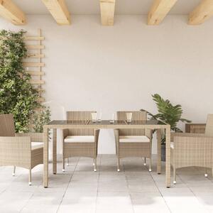 Zahradní stůl se skleněnou deskou béžový 150x90x75 cm polyratan