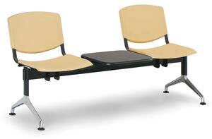 Plastová lavice Design, 2-sedák + stolek, žlutá