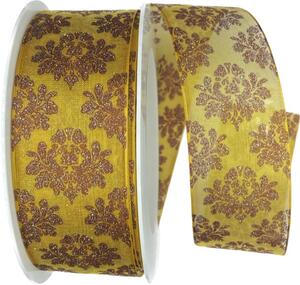 Vánoční stuha organzová ROYAL NIGHT GOLD 40mm x 20m (9,90Kč/m)