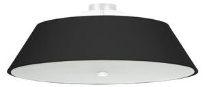 Stropní svítidlo Vega, 1x černé textilní stínítko, (bílé sklo), (fi 60 cm)