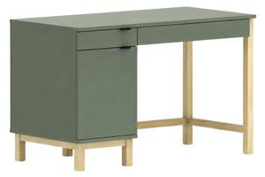 Dětský psací stůl MODEL se šuplíky a skříňkou - Šalvějově zelená s černým úchytem, 100x60 cm, Zvolte stranu: Levá