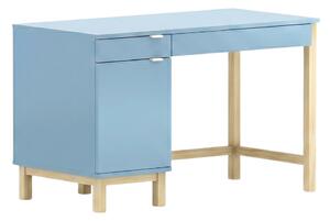 Dětský psací stůl MODEL se šuplíky a skříňkou - Světle modrá s bílým úchytem, 100x60 cm, Zvolte stranu: Levá