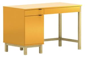Dětský psací stůl MODEL se šuplíky a skříňkou - Žlutá s černým úchytem, 100x60 cm, Zvolte stranu: Levá