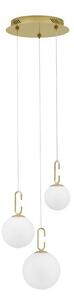 Nova Luce Závěsné svítidlo HOOK saténový zlatý kov a opálové bílé sklo LED 25.8W 3000K