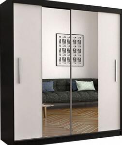 Idzczak Vista 01 šatní skříň šíře 150 cm s posuvnými dveřmi a zrcadly Stěny černá / bílá