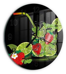 Skleněné nástěnné hodiny Jahoda a limetka zsoc-fi30-00182227