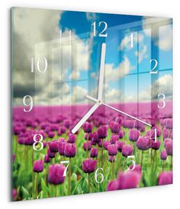 Skleněné hodiny Tulipány zskb-30x30-00085095
