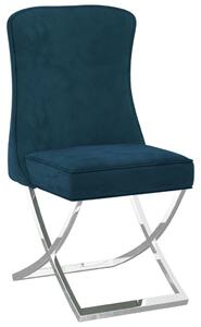 Jídelní židle modrá 53 x 52 x 98 cm samet a nerezová ocel