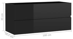 Skříňka pod umyvadlo - dřevotříska - 100x38,5x45 cm | černá + vysoký lesk
