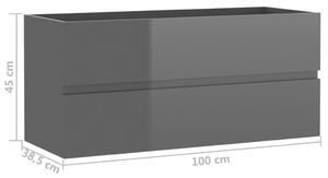 Skříňka pod umyvadlo - dřevotříska - 100x38,5x45 cm | šedá + vysoký lesk