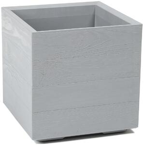 PLASTOVÝ KVĚTINÁČ NA KOLEČKÁCH BETONIQUE ECO 40X40 CM DŘEVĚNÝ DEKOR ŠEDÁ