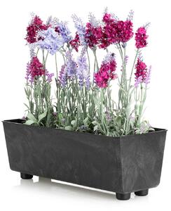 PLASTOVÝ KVĚTINÁČ SALVIA 37,5X17 CM IMITACE BETONU ČERNÁ