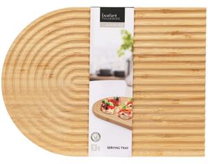 Dřevěný servírovací tác Stripe Oval, 32,5x24 cm