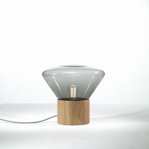 Brokis PC00849 Muffins wood 01, designová lampa z foukaného skla, kouřové sklo/dřevo, 1x60W E27, výška 34,5cm