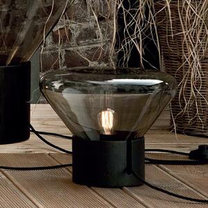 Brokis PC00849_004 Muffins wood 01, designová lampa z foukaného skla, šedé kouřové sklo/černé dřevo, 1x60W E27, výška 34,5cm