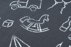 Balta Dětský kusový koberec TOYS Hračky balón, raketa, auto, koníček šedý Rozměr: 300x300 cm