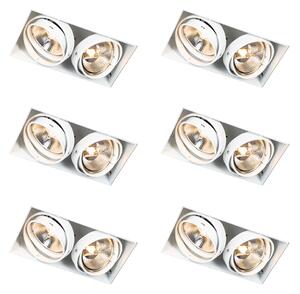 Sada 6 zapuštěných bodových svítidel bílá GU10 AR111 bez okrajů 2-světla - Oneon