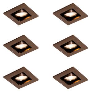 Sada 6 moderních zapuštěných bodových světel tmavě bronzová nastavitelná - Qure