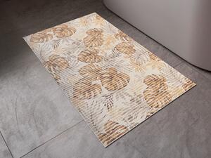 Koupelnová pěnová rohož / předložka PRO-045 Hnědo-béžové tropické listy - metráž šířka 65 cm