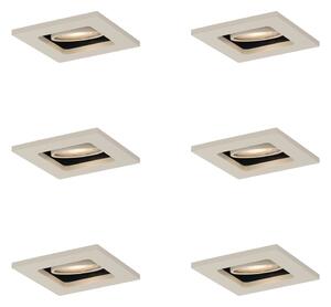 Sada 6 moderních zapuštěných bodových světel béžová GU10 50mm otočná a naklápěcí - Qure