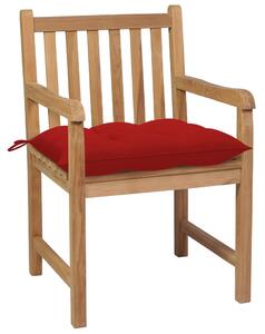 Zahradní židle Bracley - 4 ks - masivní teak | červené podušky