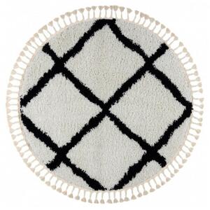 Kusový koberec Shaggy Cross bílý kruh 120cm