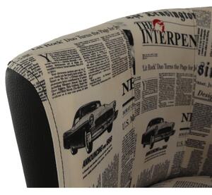 Křeslo v jednoduchém moderním designu vzor noviny a černá CUBA