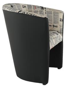 Křeslo v jednoduchém moderním designu vzor noviny a černá CUBA