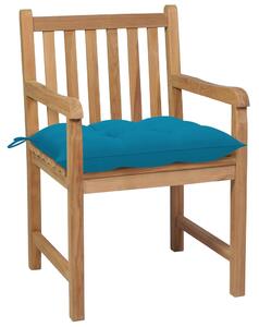 Zahradní židle Bracley - 4 ks - masivní teak | světle modré podušky