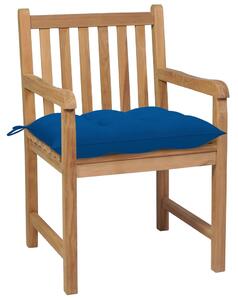 Zahradní židle Bracley - 4 ks - masivní teak | modré podušky