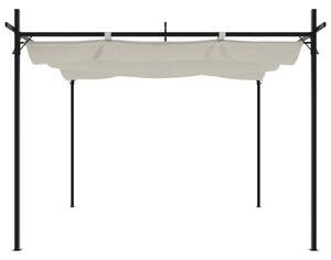 Pergola se zatahovací střechou krémová 295 x 292 x 230 cm