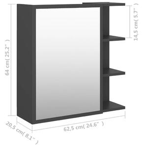 Koupelnová skříňka se zrcadlem - dřevotříska - 62,5x20x64 cm | šedá