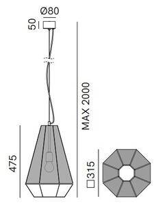 Il Fanale 295.03.MM Massira, moderní lustr z perforovaného plechu, 1x15W E27, výška 47,5cm