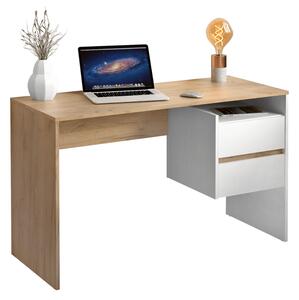 KONDELA PC stůl, dub artisan/bílá, TULIO NEW