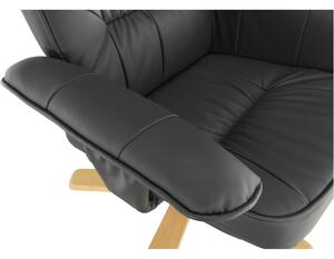 Relaxační křeslo s podnožkou, tmavě šedá, LERATO, 78 x 70 x 95 cm,, šedá, ekokůže