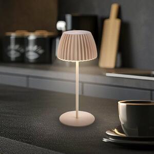 LED dobíjecí stolní lampa Brilo unplugged Riffle, 20 cm, béžová