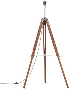Stojací lampa Berea - masivní teakové dřevo - 141 cm | hnědá a bílá