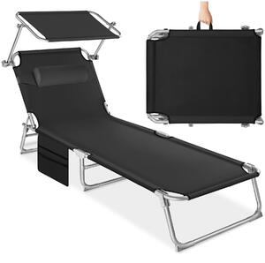 Tectake Lehátko Chloe 4 polohové, s podhlavníkem - černá