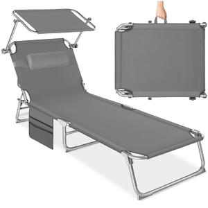 Tectake Lehátko Chloe 4 polohové, s podhlavníkem - šedá