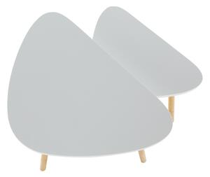 Sada dvou konferenčních stolků, bílá/přírodní, BISMAK, 60 x 40 x 45 cm,, Bíla, Deska