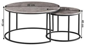 Set dvou konferenčních stolků, beton/černá, IKLIN, 80 x x 45 cm,, beton, Deska